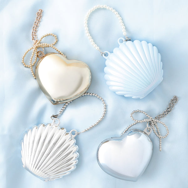 バッグチャームエコバッグ ハードタイプ ハート シルバー