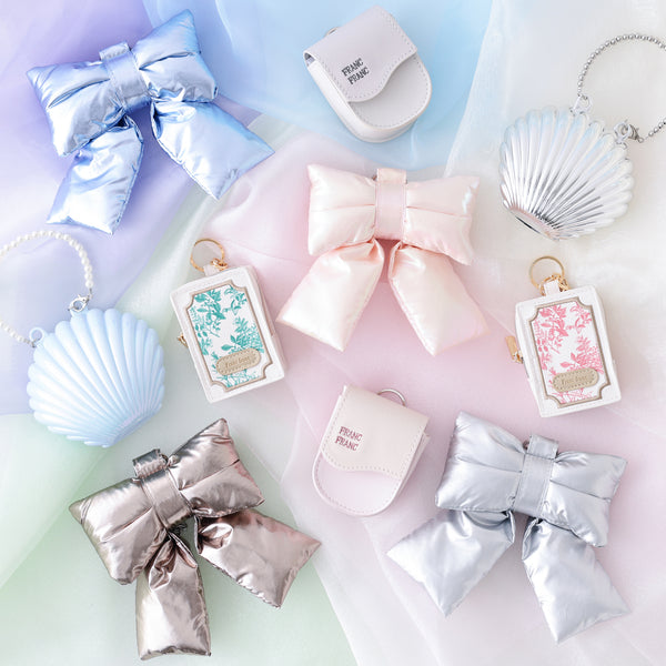 バッグチャームエコバッグ リボン シルバー