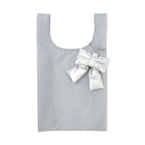 バッグチャームエコバッグ リボン シルバー