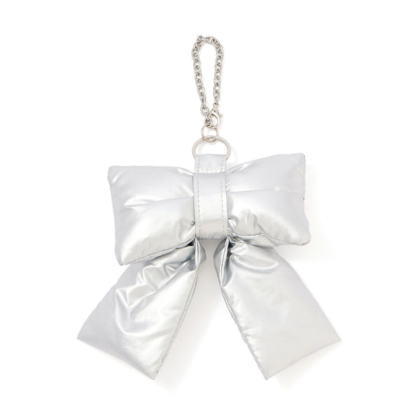 バッグチャームエコバッグ リボン シルバー