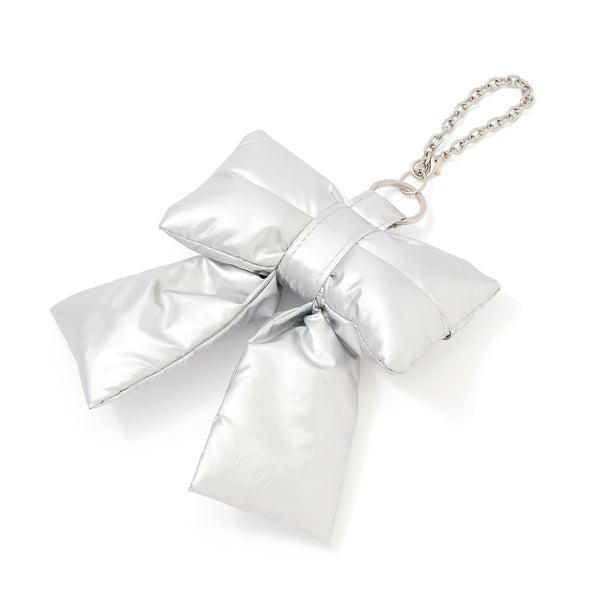 バッグチャームエコバッグ リボン シルバー