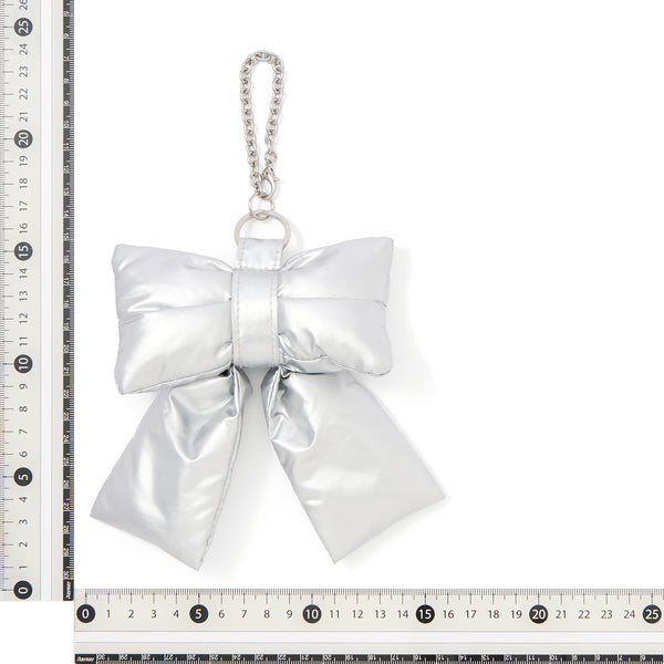 バッグチャームエコバッグ リボン シルバー