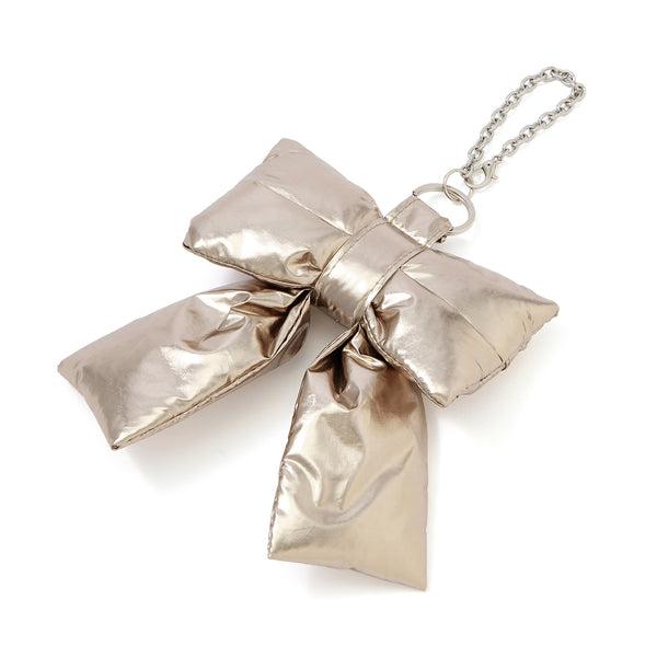 バッグチャームエコバッグ リボン ゴールド