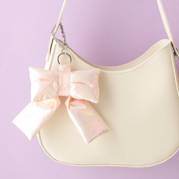 バッグチャームエコバッグ リボン ライトピンク