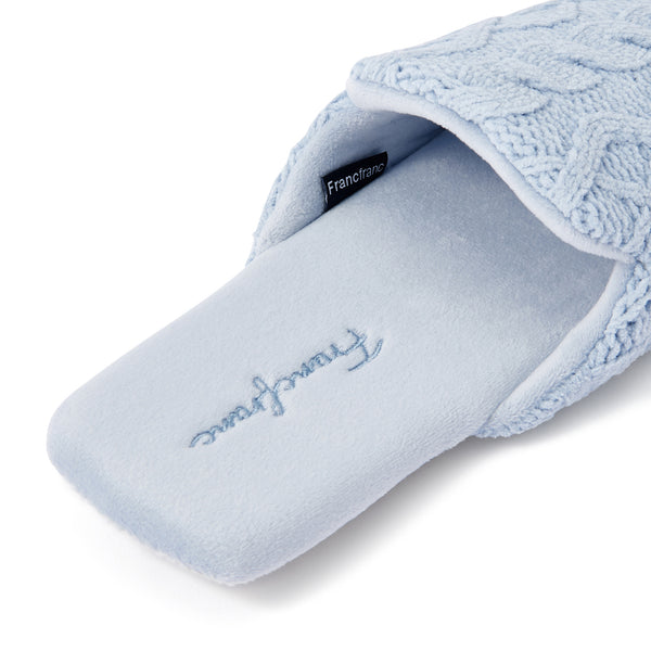 ケーブルニット ルームシューズ ライトブルー