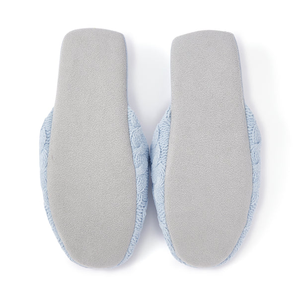 ケーブルニット ルームシューズ ライトブルー