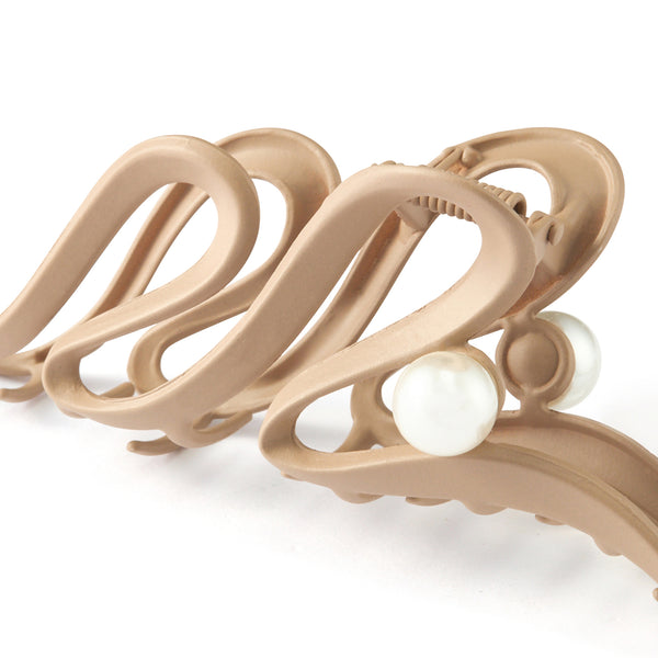 ウェーブパール ヘアクリップ ブラウン