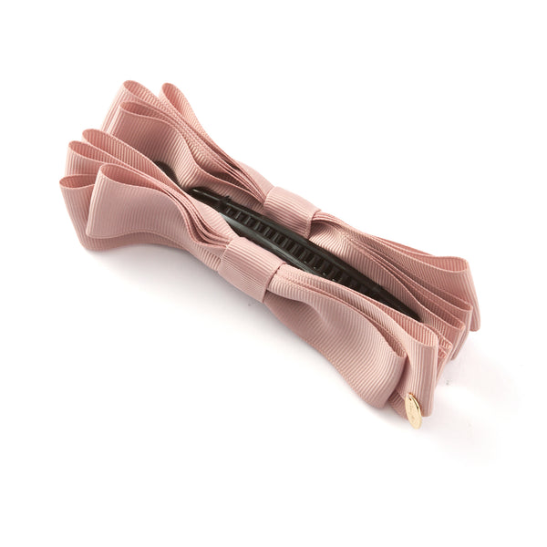 ボリュームリボン バナナクリップ ピンク