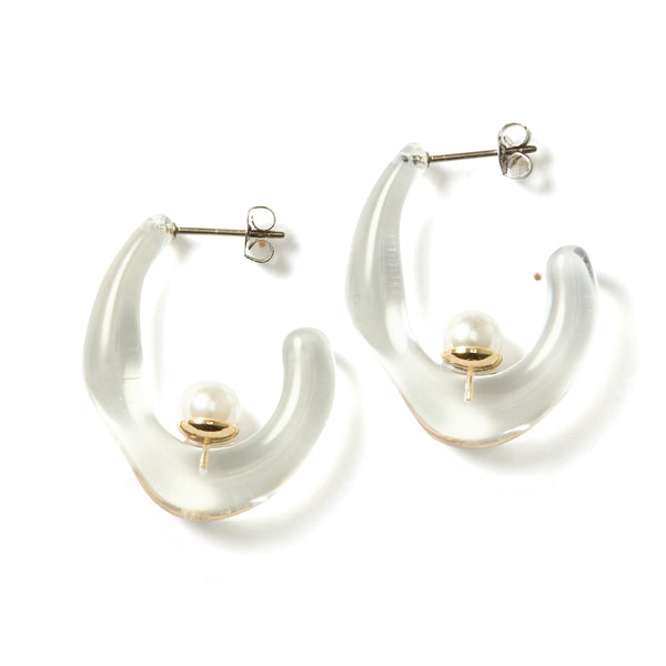 クリア&パール ピアス
