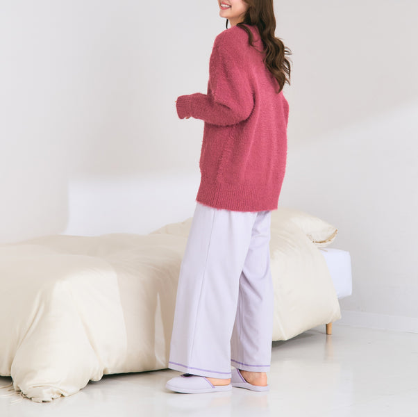 フェザーヤーン カーディガン ダークピンク