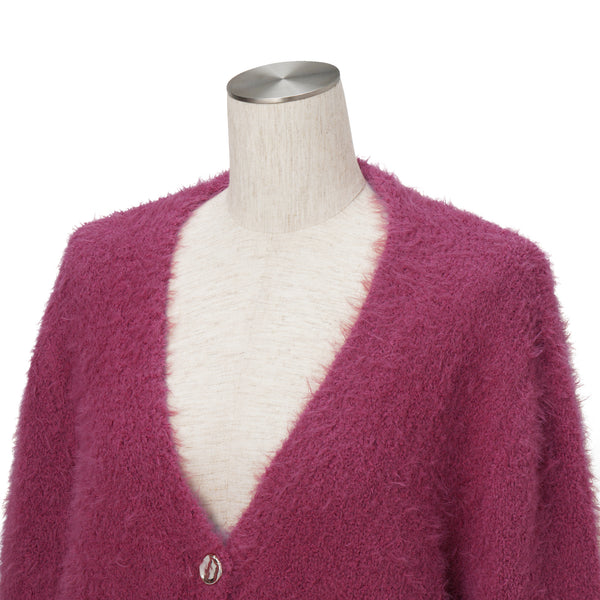 フェザーヤーン カーディガン ダークピンク