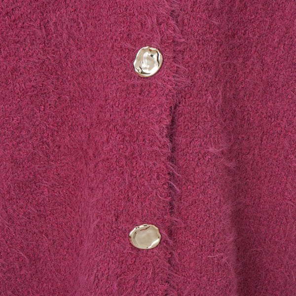 フェザーヤーン カーディガン ダークピンク