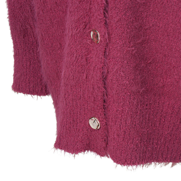 フェザーヤーン カーディガン ダークピンク