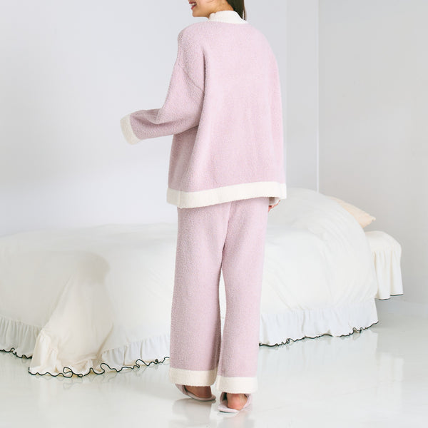 ウエストウォーマー付き もちもちニットパジャマ ライトピンク