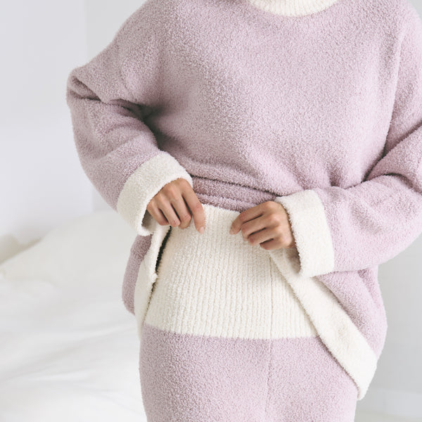 ウエストウォーマー付き もちもちニットパジャマ ライトピンク