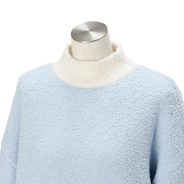 ウエストウォーマー付き もちもちニットパジャマ ライトブルー