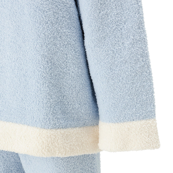 ウエストウォーマー付き もちもちニットパジャマ ライトブルー