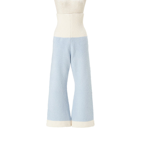 ウエストウォーマー付き もちもちニットパジャマ ライトブルー