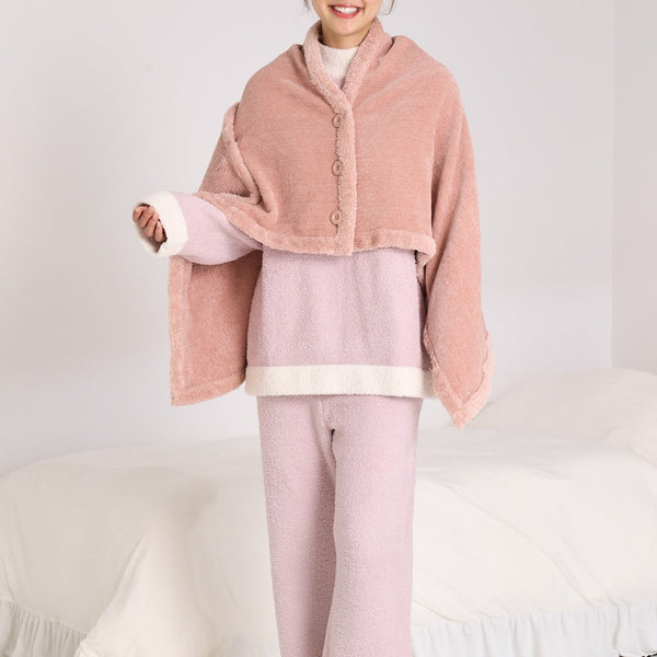 リバーシブルウォームフリース 4WAYポンチョ S ピンク