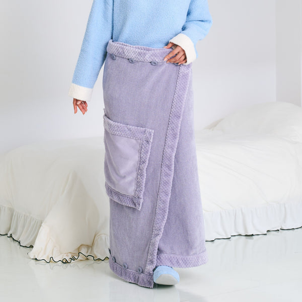 リバーシブルウォームフリース 4WAYポンチョ L ライトブルー