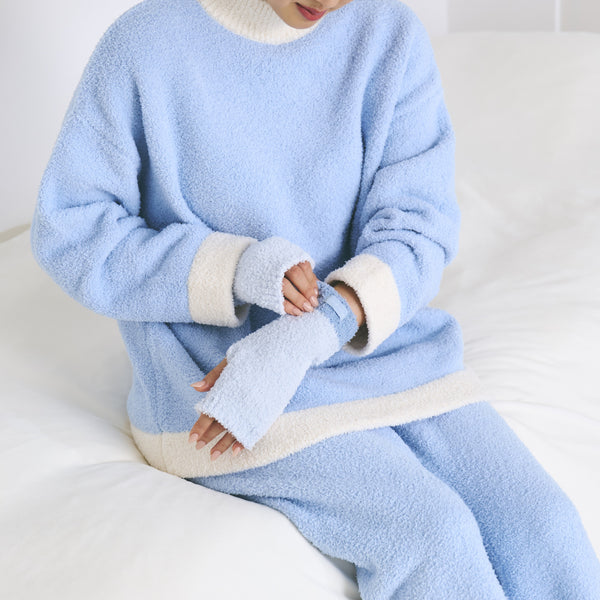 もちもちニット ハンドウォーマー ライトブルー