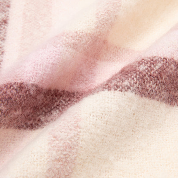 モヘアライク チェックマフラー ピンク