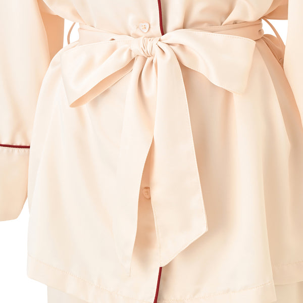 ヒアルロン酸加工 ハートラインサテンパジャマ アイボリー