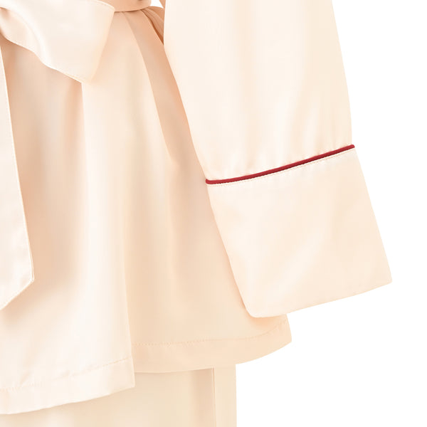 ヒアルロン酸加工 ハートラインサテンパジャマ アイボリー