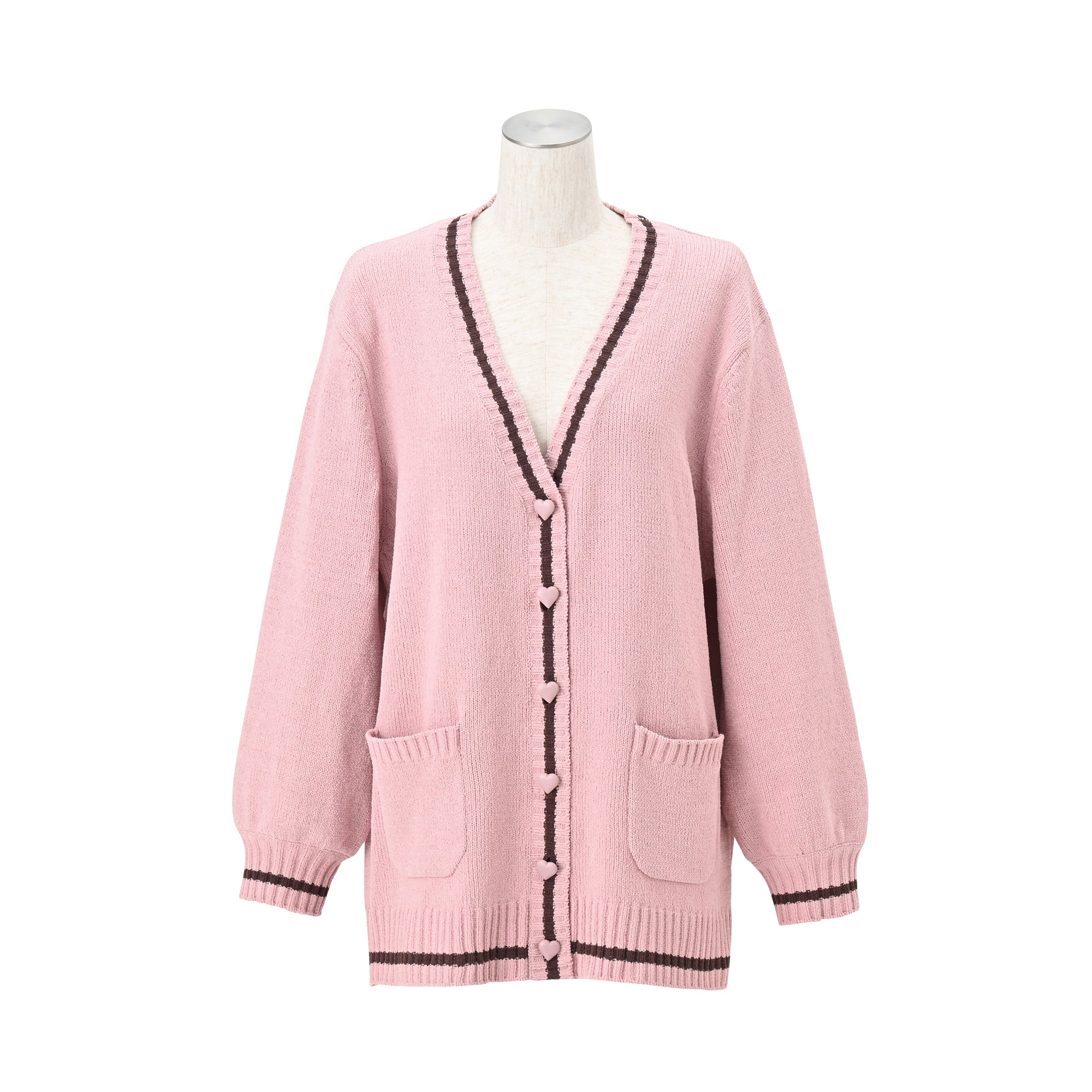ハートボタン ラインカーディガン ピンク | Francfranc（フランフラン
