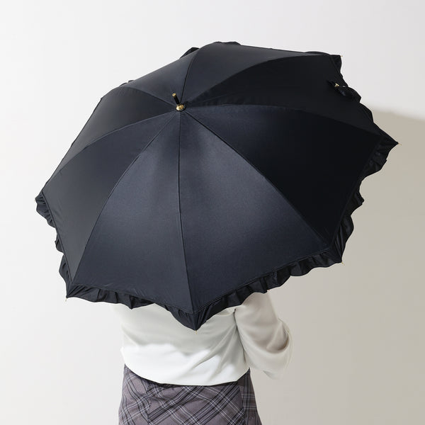 遮光 クラシックフリル 長傘 50cm ブラック（晴雨兼用） | Francfranc