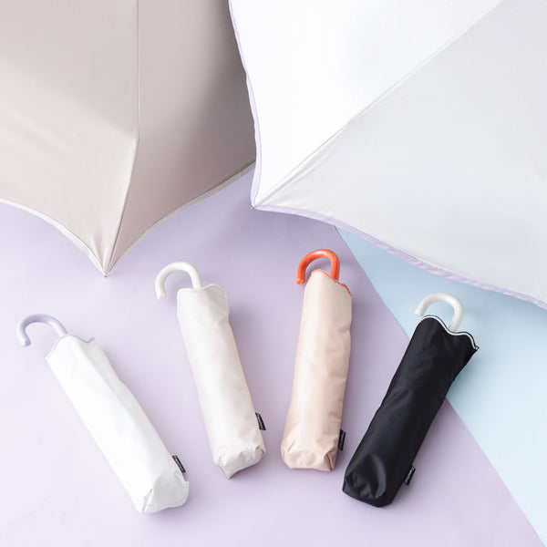 遮光 ウェーブパイピング 折りたたみ傘 50cm ホワイト（晴雨兼用）