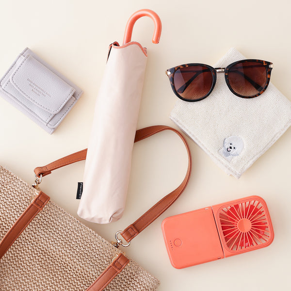 遮光 ウェーブパイピング 折りたたみ傘 50cm オレンジ（晴雨兼用）