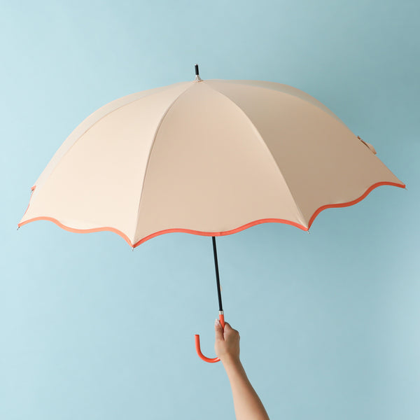 遮光 ウェーブパイピング 長傘 58cm オレンジ（晴雨兼用）