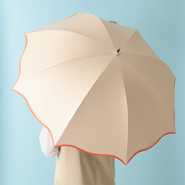 遮光 ウェーブパイピング 長傘 58cm オレンジ（晴雨兼用）