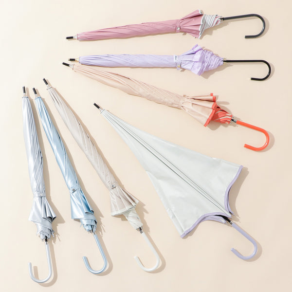 遮光 ウェーブパイピング 長傘 58cm オレンジ（晴雨兼用）