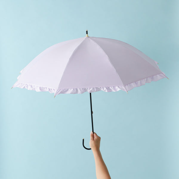 遮光 クラシックフリル 長傘 50cm ベージュ（晴雨兼用）