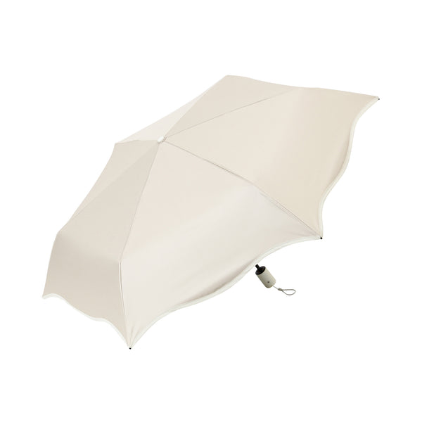自動開閉 遮光 ウェーブパイピング 折りたたみ傘 50cm ベージュ（晴雨