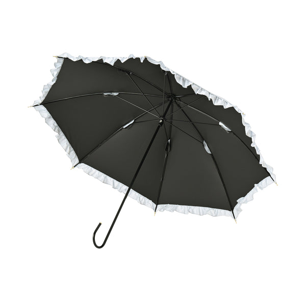 遮光クラシックフリル 長傘 50cm サックスブルー（晴雨兼用