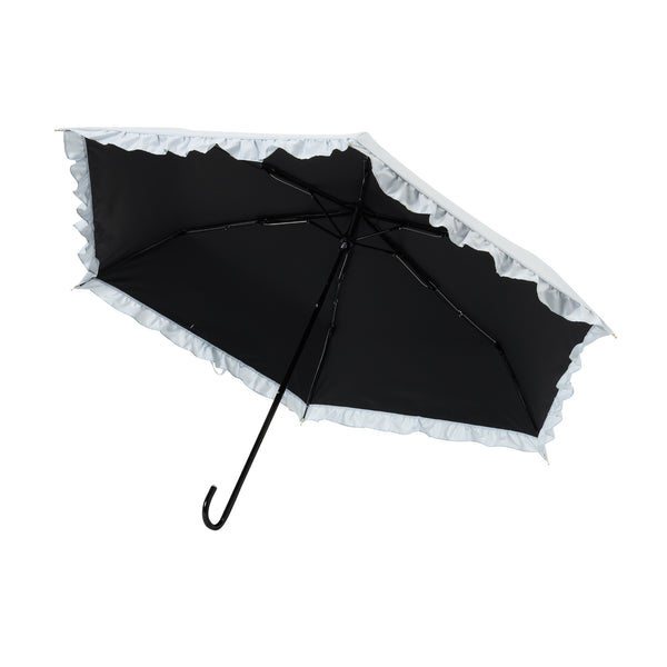 遮光クラシックフリル 折りたたみ傘 50cm サックスブルー（晴雨兼用