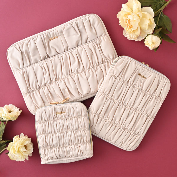 ギャザー タブレットケース ライトピンク