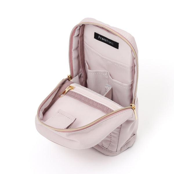 ノーブルキルト ペン＆スマホスタンドポーチ ライトピンク