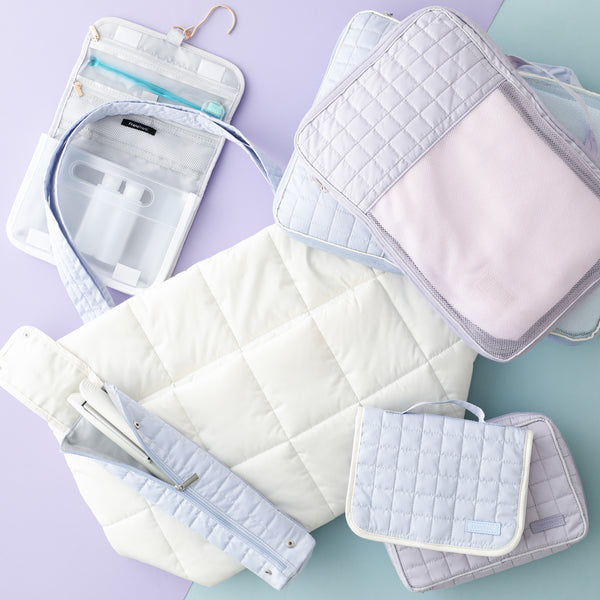 ポップステッチキルト ハンギングポーチ L ライトブルー