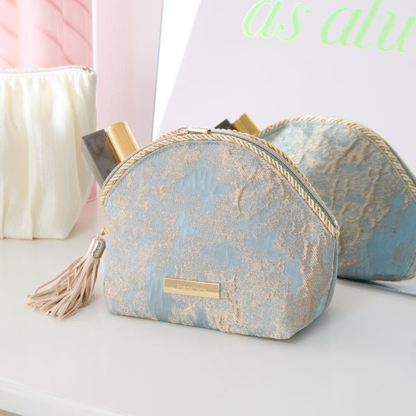 ゴールドマチエール ポーチ S ブルー