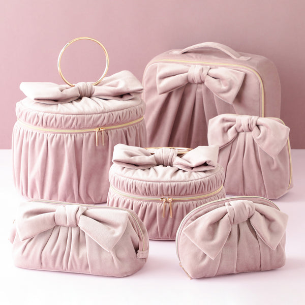 ベロアリボン ポーチ S ピンク