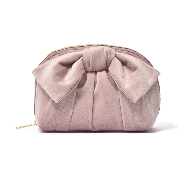 ベロアリボン ポーチ S ピンク