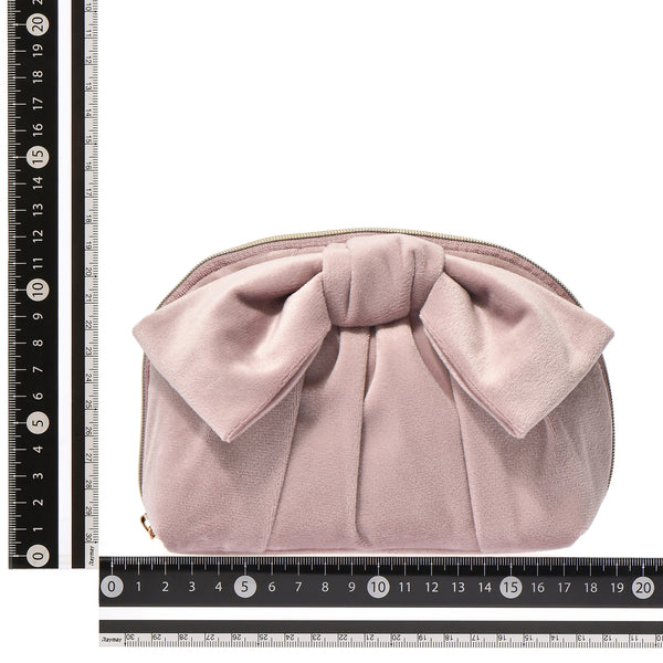 ベロアリボン ポーチ S ピンク