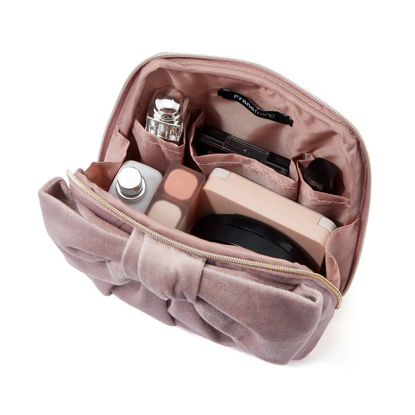 ベロアリボン スタンドポーチ ピンク