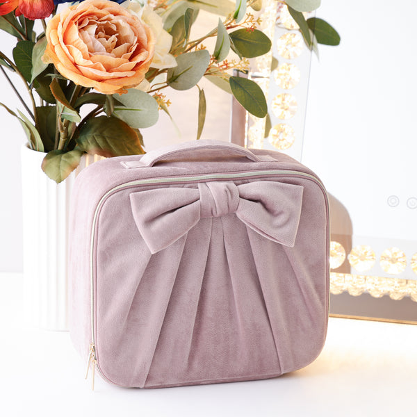 ベロアリボン メイクバッグ ピンク