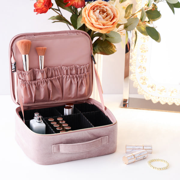 ベロアリボン メイクバッグ ピンク