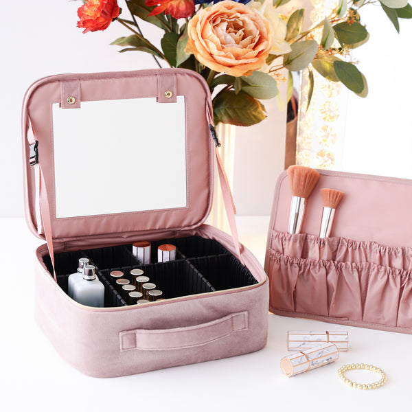 ベロアリボン メイクバッグ ピンク